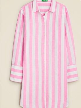 J.Crew Linen-cotton blend beach shirt in pink & white stripe